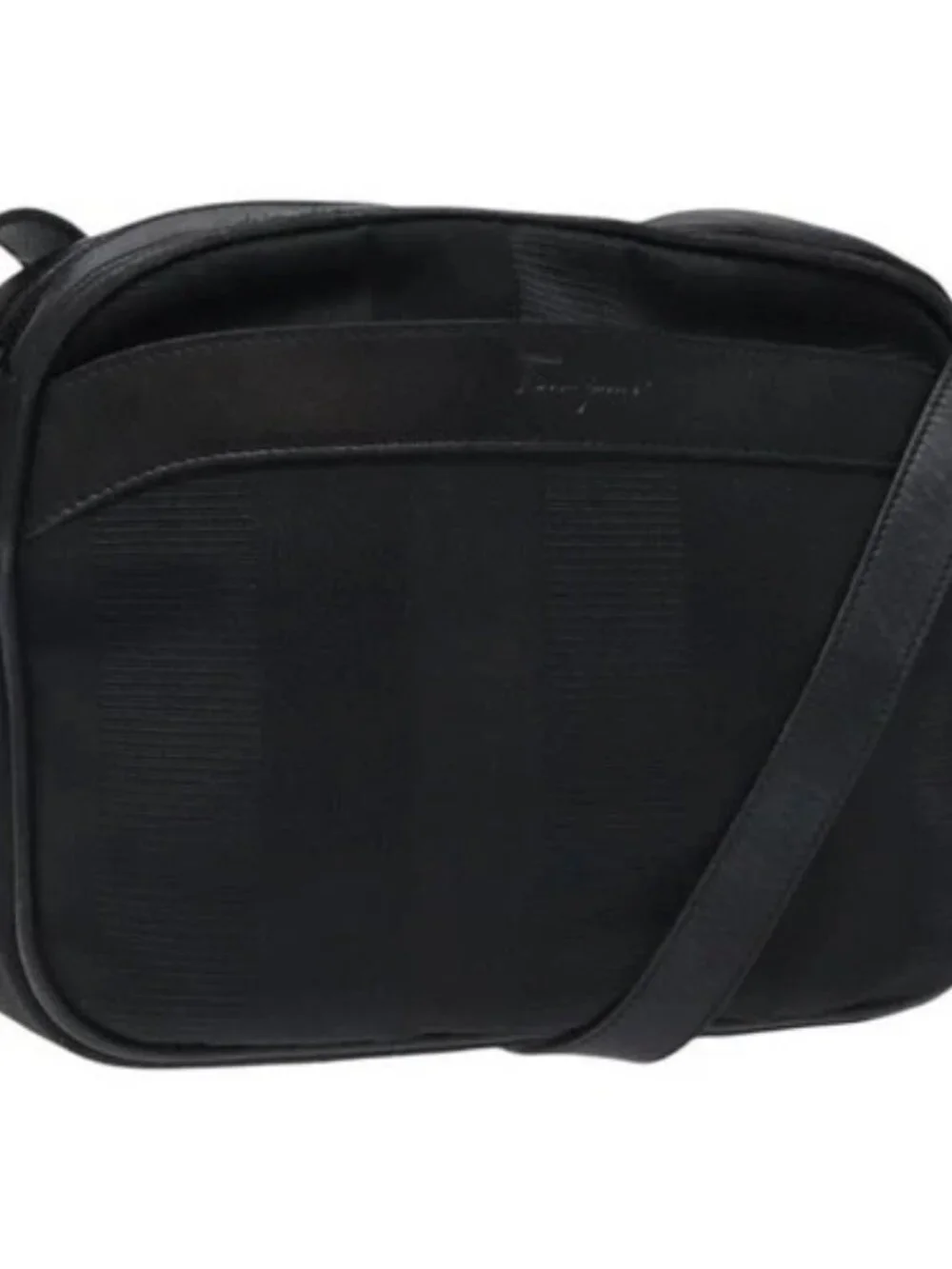 Salvatore Ferragamo Shoulder Bag Canvas Leather Black Auth bs24292